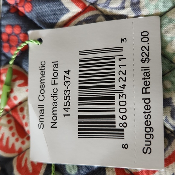 Vera Bradley Small Cosmetic Bag Measures  7" x 5" Gray/Creme/Red - Picture 4 of 4